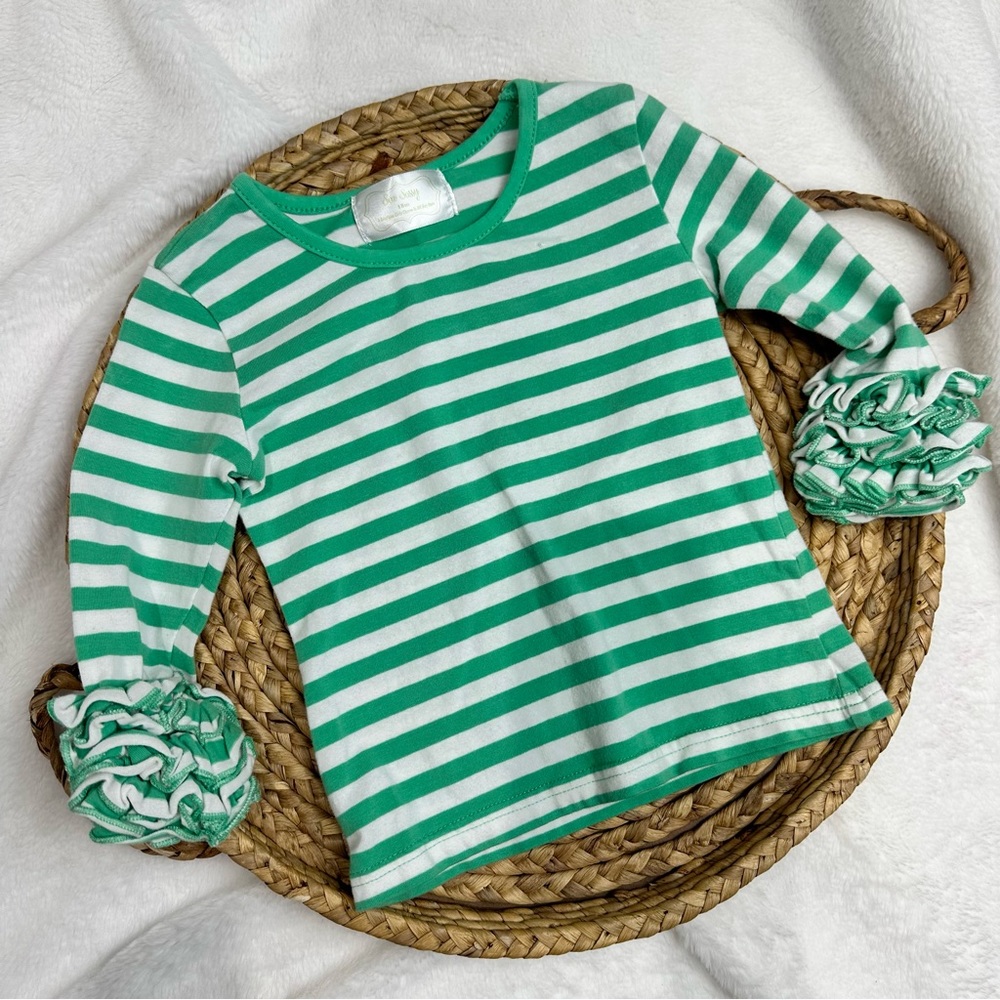 18m Sew Sassy Green & White Ruffled Layering Top